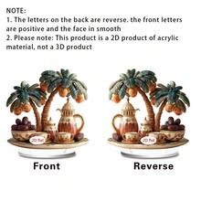 1/2pcs Bohemia Acrylic Ornament 2D Flat Golden Moon With Dates Fruit Palm Tree Teapot Pattern For Home Tabletop Decor Muslim Islamic Holiday Party Supplies Living Room Bedroom Office Shelf Display Art Craft - Multicolor - View 8