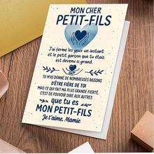 1pc Creative French Grandmother's Greeting Card For Grandson, Bilingual English And French Message - Cute Grandson Heart Design And French Phrases Birthday/Grandfather's Gift Card/Birthday Gift With Envelope - Multicolor - View 7