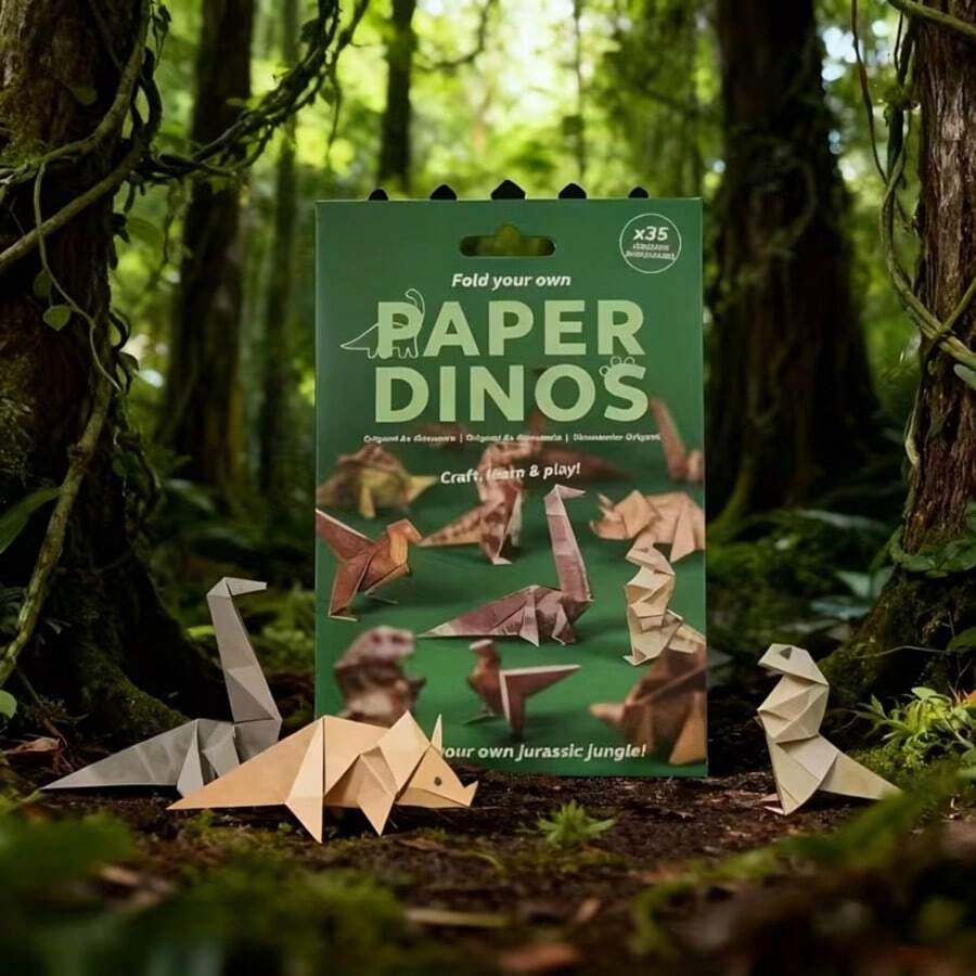 DIY恐龙折纸入门套装 | 创意纸艺套装，适用于家居/办公室装饰、节日礼物（圣诞节）和手工派对，包含所有材料