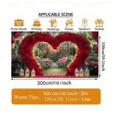 1. 浪漫红玫瑰心形拱门派对装饰横幅 - 心形涤纶背景幕布，配有串灯和灯笼，适用于家居装饰、房间墙面装饰和派对用品/礼品。营造浪漫氛围 | 优雅装饰 | 装饰灯笼，多种尺寸可选。 - 彩色 - 查看 12