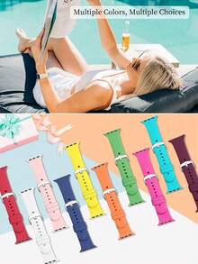 Women's And Men's Fashion Sporty Soft Comfortable Breathable Monochrome Solid Silicone Bowknot Watch Band For Apple Watch 38mm 40mm 41mm 45mm 44mm 42mm 46mm 49mm, Universal Casual Wristband, Bracelet, Party Valentine's Day New Year Festival Gift, Compatible With Apple Watch Ultra Series 10/9/8/7/6/5/SE/4/3/2/1 Replacement Strap Accessory