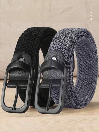 2 st. hållösa justerbara elastiska vävda kanvasbälten, unisex casual midjebälte för män och kvinnor, lämplig för studenter och vuxna