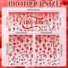 1/2/3 Pezzi Set di tende da cucina, mantovane e tiers per la Festa di San Valentino, con decorazioni a cuore, palloncino, rosa, freccia, romantiche, tende corte per decorazione camera da letto, decorazione festa, forniture - Multicolore - Visualizzare 8