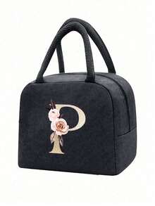 1个字母印花图案保温袋，保温午餐袋，手提包，午餐盒，冰袋，野餐食品手提包，帆布轻便便携午餐收纳袋，学校办公室野餐午餐手提包，可随身携带上学和上班，生日礼物，纪念礼物。这是一款设计新颖、容量大的便携休闲午餐保温袋，是理想的手提包。 - 彩色 - 查看 17