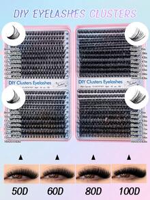 800 Stück Wimpernverlängerungs-Set, DIY Wimpernverlängerungs-Set mit einzelnen Wimpern-Clustern D-Krümmung, Wimpern-Cluster mit Wimpern-Kleber und -Versiegelung sowie Wimpern-Applikator-Pinsel für Selbstanwendung zuhause (10D-20D-30D-40D-50D-60D-80D-100D) Wimpern-Cluster-Set, geeignet für Reisen, täglichen Gebrauch für Anfänger, Hochzeiten, Dates, Partys, Festivals, sehr geeignet als Wimpern-Geschenkbündel zu Weihnachten/Halloween