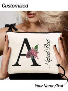 Personalized Cosmetic Bag, Customized Makeup Bag, Personalized Gift, Customized Makeup Bag, Friend's Birthday Gift (Suitable For Travel, Bridal Party, Women's Travel And Weekend Getaway)