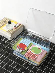 1pc Transparent Acrylic Desktop Storage Box With Lid, Dust-Proof Stationery Organizer, Office Desk Supplies Storage Box, Multipurpose Storage Container For Home And Office Use, Also Suitable For Storing Cosmetics, Makeup Tools, Face Masks, Jewelry, Hair Accessories, Room Decor, Back To School Supplies, And Bathroom Items. - Clear - View 8