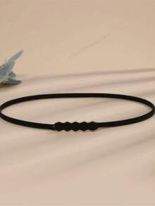 1 pièce Ceinture élastique en métal minimaliste et polyvalente - Noir - Voir 2