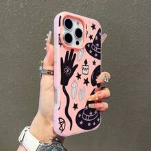 Witchcraft Phone Case,Occult Style,For Compatible With Iphone17/17pro/17promax/17Air/Iphone16/16pro/16plus/16promax/15/15promax/15pro/11/12/13/14promax/12mini/13mini/11pro/11promax/12pro/12promax/13pro/13promax/14pro/14promax,Crystals,Stars,Candle,Occult Symbols Gift,Magic Art Design Present For Family,Spiritual Elements Gift - Màu Hồng baby - Xem 3