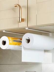 1 White / 1 Black / 2 Modern Metal Storage Hooks, Multi-Function Over-The-Door Hanging Organizer Rack, Suitable For Kitchen And Bathroom, Damage-Free No Nail Hanging Rack, Easy To Install, Painted Surface, Practical Hooks - Multicolor - View 5