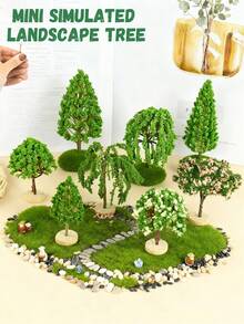 1pc Mini Realistic Tree Model, Miniature Realistic Landscape Tree, Cute Micro Ornament Fairy Garden Decor Micro Landscape Resin Craft Ornament Home Desktop Garden Accessory, Artificial Plant - Multicolor - View 6