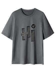 男士休闲圆领短袖图案印花 T 恤