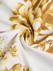 BIUBIU 大码女式夏季热带植物印花露背抹胸镂空无袖短裙，适合度假旅行（随机花卉图案）优雅 - 黃色 - 查看 7