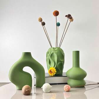 Jarrón estilo bohemio - Estilo nórdico moderno minimalista, formas redondas y de rosquilla, patrones geométricos, adecuado para la decoración del hogar, la sala de estar, el pasillo, la mesa de centro, regalo decorativo