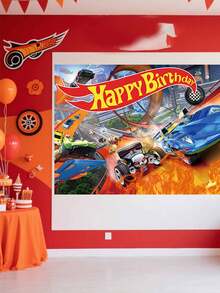 Taplak Meja Latar Belakang Mobil Balap Hot Wheels, Set Dekorasi Pesta Ulang Tahun, Taplak Meja Latar Belakang Tema Mobil Balap Keren untuk Dekorasi Pesta Ulang Tahun, Latar Belakang Foto untuk Pesta Makan di Luar Ruangan, Perlengkapan Pesta Ulang Tahun - MultiWarna - View 8