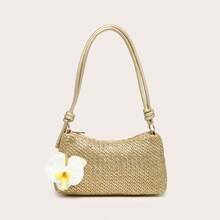 Túi đeo chéo dưới cánh tay dành cho nữ, túi vuông có dây xích kim loại, dung tích lớn, nhẹ, kiểu dáng giản dị và thời trang, thích hợp cho kỳ nghỉ biển, đi mua sắm và du lịch. - Vàng - Xem 6