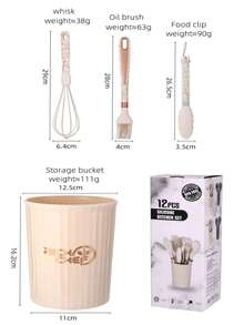 Set da 12 pezzi di utensili da cucina in silicone, comprende cucchiai per minestra, padelle e palette. Le palette in silicone hanno manici con disegno a diamante e sono resistenti alle alte temperature. - Stesso stile, più colori - Visualizzare 3