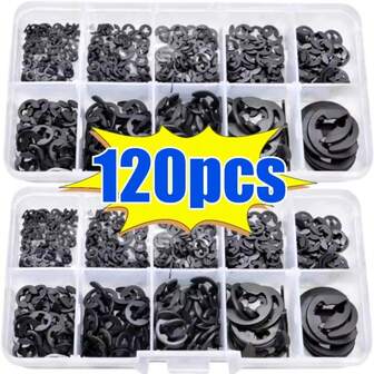 120pcs E Clips C Circlip Kit Retaining Ring Assorted M1.5-M10