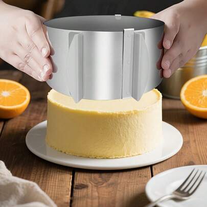 1 pezzo Stampo per torta rotondo regolabile in acciaio inossidabile - Utensile da forno espandibile, adatto per realizzare torte e anelli di mousse perfetti, durevole e facile da usare, elemento essenziale per la cucina per compleanni e occasioni speciali, utensile per la cottura delle torte