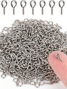 钥匙圈套装，包含100个带链钥匙圈、100个开口环和100个螺丝眼钉，适用于树脂工艺品和钥匙链制作。 - 銀色 - 查看 10