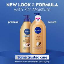 NIVEA Cocoa Butter Body Lotion For Dry Skin With Hyaluronic Acid, Cocoa Butter And Deep Nourishing Serum, 72-Hour Body Moisturizer, 33.8 Fl Oz Value Size Pump Bottle, Winter Moisture Care, New Year Gift Idea - Coconut - 查看 2