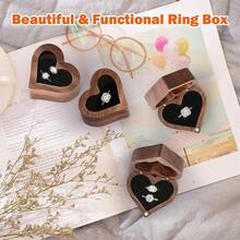 LETURE Wood Ring Display Box With Transparent Cover Single Slot 2 Slot, Heart Shaped Person.Alized Wooden Jewelry Box For Proposal Engagement Wedding Ceremony Anniversary (Black - 1 Slot),Black-1Slot - 黑-1槽 - 查看 7