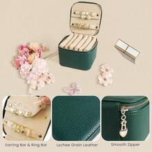 Travel Jewelry Organizer, Jewelry Travle Case With 6 Velvet Jewelry Bags, Portable Travel Jewelry Storage Box, Valentines Gifts For Women (Green),Green - Màu xanh lá - Xem 5