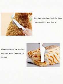 1pc 2-In-1 Pet Hair & Tear Stain Remover Brush - Stainless Steel Dog & Cat Flea Comb, Effectively Trims And Gently Removes Dirt And Fleas, Suitable For Canines And Felines - Multicolor - View 8
