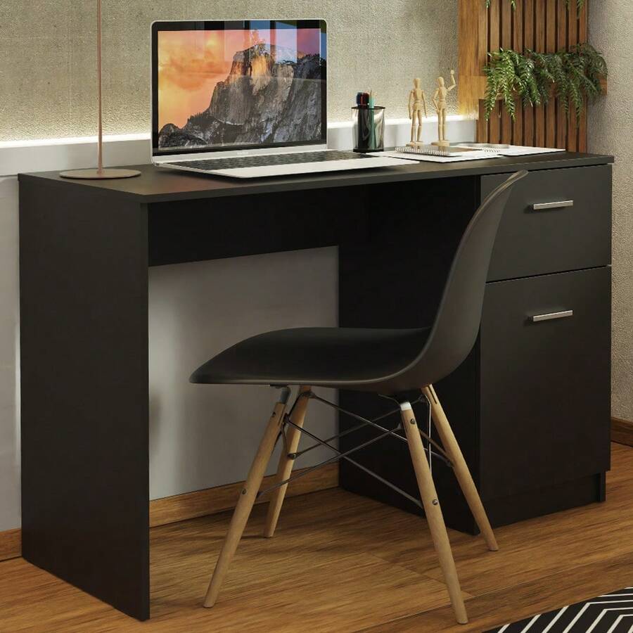 Madesa Computer Desk For Home Or Office, White 1 - Black - View 1