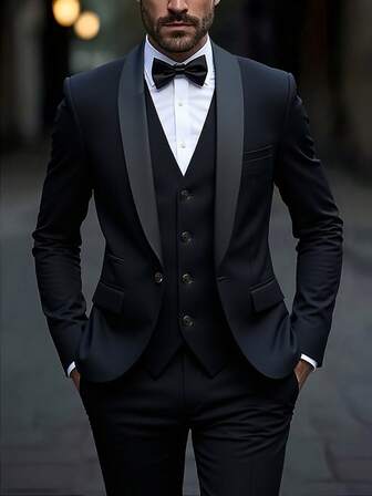 男士新郎婚礼西装套装 高品质礼服外套 西裤马甲 男士三件套 正式修身燕尾服 舞会西装 商务社交 正式燕尾服 舞会西装 工作办公西装