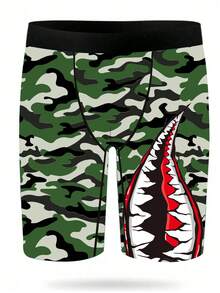 4pcs Men's Printed Soft Breathable Polyester Knit Fabric Elastic Waist Casual Boxer Briefs - Multicolor - View 3