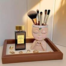 1 Stück luxuriöser, moderner und kreativer Make-up Pinsel Halter Schreibtisch Organizer, geeignet für Frauen, Kosmetik- und Badezimmer Zubehör Aufbewahrung, Badezimmer Dekoration - herzförmiges Mädchen - Übersicht 6