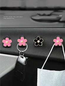 2入組/4入組花朵車用掛鉤-可愛的雛菊車用黏貼掛鉤，汽車車輛迷你儀表板掛鉤，可貼在儀表板上的普適車輛卡車家用鉤子配件收納袋、口罩掛勾、車用儀表板鉤子多功能收納貼在平面上的牆袋掛勾、鑰匙扣、USB線澈整、耳機線卷繞器，黏貼掛勾牢固、防水、無損壞，車輛小掛勾可用於汽車、SUV、卡車、家庭、臥室、廚房、餐廳、辦公室、教室等其他地方，使您的生活更方便。 - 均碼 - 查看 1