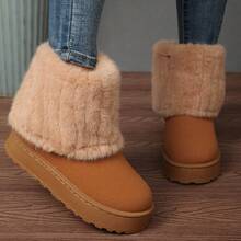 Women's Platform Snow Boots Winter Warm Faux Fur Lined Outdoor Shoes - Lạc đà - Xem 1