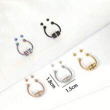 1Pc Women Men Fake Piering Nose Ring Earrings Fashion Punk Non Piercing Nose Clip Stainless Steel Perforation Septum Body Jewelry