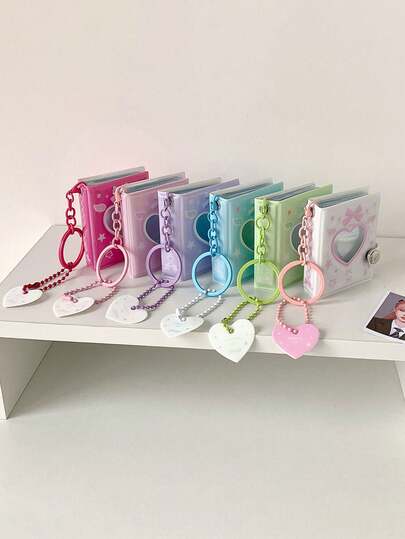 1pc Mini Portable Photo Card Holder, Cute Cartoon Bowknot 2 Inch Photo Album, Book/Kpop Idol Photo Album