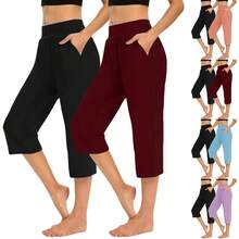Pantalones Casuales, Paquete de 2 para Mujer, Largo 3/4, Cintura elstica, Pierna Recta, Holgados, Ligeros, Casuales. - inicial - Ver 1
