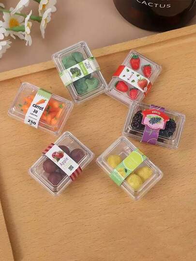 1 pieza/3 piezas Juguete realista de tienda de conveniencia en miniatura, set de frutas y verduras en caja artesanal en miniatura para casas de muñecas - Ideal para escala 1/6 y 1/12, regalo perfecto para jóvenes, accesorios de juego de comida de novedad [Set de frutas y verduras en miniatura]