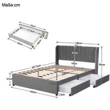 Bed Frames - Gray + Velvet + 140cm*200cm - View 2