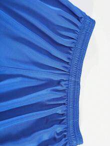 Bộ đồ thể thao nam 2 món gồm áo thun và quần short, có thể tùy chỉnh với hình ảnh, logo, tên và thiết kế cá nhân, phù hợp làm đồng phục đội bóng đá trường đại học, mùa xuân/hè. - Màu xanh lam - Xem 8