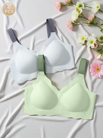 2pcs/Set Summer Thin Adjustable Wireless Bras, Comfortable & Sexy, Minimalist Sports Bra