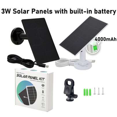 Panel słoneczny 3 W z akumulatorem litowo-jonowym 4000 mAh, odpowiedni do kamer bezpieczeństwa na zewnątrz; regulowany w zakresie 360° panel słoneczny ETFE 5 V, ładowarka USB-C, odpowiedni do kamer w karmnikach dla ptaków