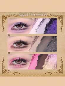 haggard Emo Monster Series 4-Color Eyeshadow Palette 02#VORACAT, Monster Series 4-Color Eyeshadow Palette, Smoky Pink-Brown Aurora Glitter Shades, Matte And Shimmer Finish, Long-Lasting Pigmentation, 5.2g/0.18oz - 02 - Xem 9