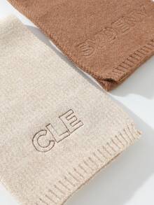 1pc Customized Embroidered Knit Scarf, Fashion Autumn/Winter Warm Wool Blend Neck Warmer, Versatile Outdoor Scarf, Personalized Gift For Christmas, Party, Anniversary - Unique Accessory