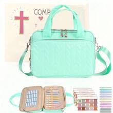 大号圣经套，肩带设计，可作书包、教堂包、圣经保护套，带笔槽和拉链口袋，女士礼物