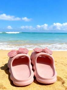 Ein Paar Kinder Hausschuhe für Frühling und Sommer, modische Schleifen Prinzessin Größe Strandpantoffeln vielseitig für Kinder