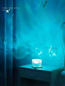 1pc Square Bedroom Night Light, Trending Colorful Water Wave Atmosphere Lamp, Bedroom Bedside Crystal Lamp, Romantic Atmosphere Crystal Lamp, Decorative Bedroom Bedside Night Light - Multi-color light - View 4