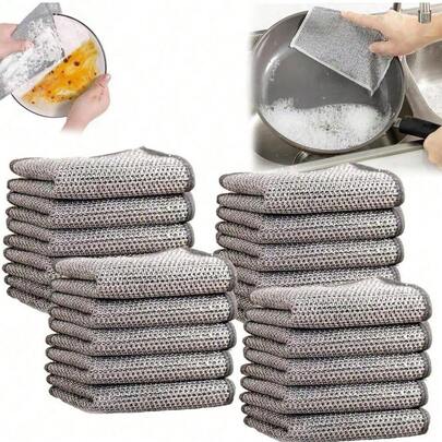 3/5/10/20 Pieces Of Gold Wire Mesh Sandpaper To Replace Steel Wire Balls, Household Cleaning Cloths, Kitchen Cleaning Cloths, Stain Removers, Cleaning Supplies, Kitchen Stoves And Dishwashing Cleaning Tools, Cleaning Supplies, Kitchen Supplies