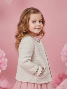 Barbie Saco de tejido tipo tweed blanco con hilos dorados - Albaricoque - Ver 1