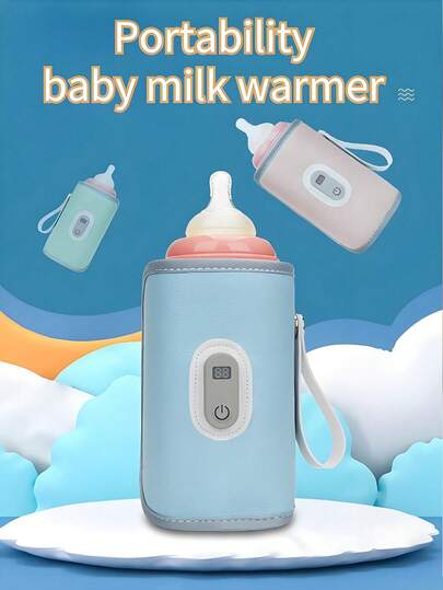 1 st. flaskvärmare i PU-material, temperaturjustering i 5 nivåer, bärbar utomhusflask-/muggvärmare, lämplig för de flesta flaskstorlekar. (Användartips: Främst för att hålla värmen, inte för snabb uppvärmning. Utrustad med USB-kabel av typ C, inget inbyggt batteri, behöver användas med en 5V2A nätadapter. Tar cirka 1,7 timmar att värma från 0°C till 57°C, och 30–40 minuter från 30°C till 57°C.)